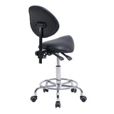 Saddle Stool Chair with Backrest Swivel Hydraulic Ergonomic Tilt Seat Chair with Wheels Footrest for Medical Hospital Clinic Dental-Black