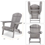 Wood Lounge Patio Chair for Garden Outdoor Wooden Folding Adirondack Chair Set of 2 Solid Wood Lounge Patio Chair for Garden, Lawn, Backyard,