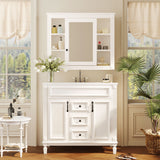 36'' Bathroom Vanity with Top Sink, Mirror Cabinet, Modern Bathroom Storage Cabinet with 2 Soft Closing Doors, Single Sink Bathroom Vanity