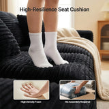 108-inch high-resilience boneless sponge sofa with 30 density, double-layer cloud-like cushions, multiple combination options, no installation required / Black
