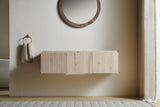 48" MURI White Oak Woodgrain Plywood Cabinet with Double Doors and One Drawer, NO Basin and Top, NO Faucet and Sink Cover