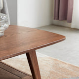 Center Table Low Table 100% Solid Oak Wood Top Plate Desk Coffee Table Width 80 x Depth 50 x Height 44 cm Study Desk Work From Home Easy To Assemble Walnut Color Wood With Storage Shelf
