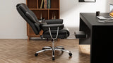 Office Chair, Big and Tall Executive Office Chair with Footrest, Leather Computer Chair, Ergonomic Reclining Chair High Back, Large Home Office Chair (Black)