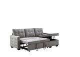 77 Inch Reversible Sectional Storage Sleeper Sofa Bed , L-Shape 2 Seat Sectional Chaise With Storage , Skin-Feeling Velvet Fabric ,Light Grey Color For Living Room Furniture