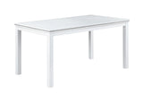 6 Piece Wooden Dining Table Set, Wooden Dining Table with 4 Upholstered Chairs and Bench for 6 People, Rectangular Dining Table Set with Crystal Decoration for Kitchen, Dining Room, White