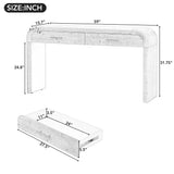 TREXM Unique Retro Silhouette Console Table with Open Style, Two Top Drawers for Entrance, Dinning Room, Living Room (Natural Wood Wash)