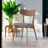 Mid-Century Walnut Finished Frame Upholstered Dining Chairs (Set of 2) (Dark Grey)