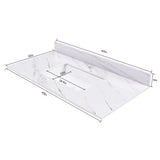 43 Inch Marble Vanity Top, White Vanity Top with 1 Pre-drilled Faucet Holes, Bathroom Vanity Top with Undermount Rectangular Middle Sink and 4" Height Backsplash,  Bianco Carrara Venato