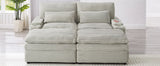 Loveseat Sofa 70.9" Free-combined Sectional Convertible Sofa Bed with Storage Space, Two Movable Ottomans, Four USB Ports and Two Cup Holders for Living Room, Grey