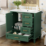 30" Bathroom Vanity , Modern Bathroom Cabinet with Sink Combo Set, Bathroom Storage Cabinet with a Soft Closing Door and 3 Drawers, Solid Wood Frame(Black)