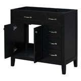 36" Bathroom Vanity without Sink, Cabinet Base Only, Bathroom Cabinet with Drawers, Solid Frame and MDF Board, Black