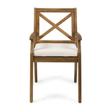 PERLA DINING CHAIR,2PCS with 2 Cream Cushions,for Backyard, Poolside, Garden
