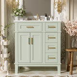 30" Bathroom Vanity with Ceramic Sink, Modern Storage Cabinet with Soft-Close Doors, Deep Drawer & Standard Drawer, Stylish Bath Vanity for Small Bathrooms