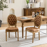French Style Solid Wood Frame Antique Painting,Hand-pulled buckle decoration PU artificial leather Dining Chair with Nailhead Trim ,Wood Legs,Set of 2,White Pine Green,SW1839WP