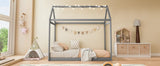 Twin Size Wooden House Bed, Gray