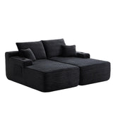 69" Cloud Sectional Couch, L-Shape Chaise with R-Shape Chaise with Deep Seat and Comfortable 2 Seater Couch for Modern Living Room,(Plush  Fabric),Black