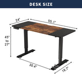 55"×24" Black&Rustic brown Electric Standing Desk Height Adjustable Desk for Home and Office Computer Table Gaming Desk Modern  Lift-up Desk