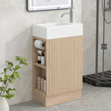 18.6" Bathroom Vanity with Sink, Bathroom Vanity Cabinet with Two-tier Shelf, Left or Right Orientation, Grey  (Old Sku:WF308491AAE)