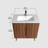 Dalia 30" Freestanding & Wall Mounted Light Wood Bathroom Vanity with Ceramic Sink, Large Storage Vanity 2 Doors and Metal Support for Modern Bathrooms, KD