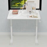 Adjustable study desk suitable for children and adults, height-adjustable, multifunctional home office desk, compact design, desktop dimensions: 60cm × 80cm, white frame, white tabletop.