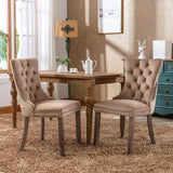 Nikki Collection Modern, High-end Tufted Solid Wood Contemporary Velvet Upholstered Dining Chair with Wood Legs Nailhead Trim 2-Pcs Set,Light Blue, SW2001LB