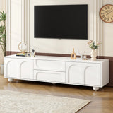ON-TREND Cream Style TV Stand with Arched Doors & 2 Drawers for TVs up to 75", Minimalist Media Console with Rebound Device, Entertainment Center with 5 Iron Round Legs for Living Room, Bedroom, Black