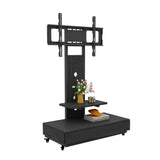 TV stand with push-pull drawer for Living Room, Bedroom,Offices,Mobile TV Cart for 32-75 inches,Floor Stand with Mount on Lockable Wheels,Black