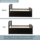 Orisfur. Twin Size Platform Storage Bed Solid Wood Bed with 6 Drawers