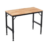48" Heavy-Duty Adjustable Workbench for Garage, Rubber Wood Shop Table W/Rubber Pads, Hardwood Workstation Weight Capacity over 2000 Lbs