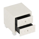 Elegant Velvet Nightstand with 2 Drawers and Crystal Handle, Storage Bedside Table with Button-Tufted, Beige