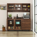 63" W Large Kitchen Hutch Cabinet, Freestanding Pantry Cabinets Storage Kitchen Cupboard with 4 Doors, 4 Drawers & Microwave Shelf, White