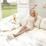 Cloud Sectional L-Shaped Couch With Ottoman,Soft Chenille Fabric,Quilted Pleated Design  High-Density Foam,Fits Bedrooms Living Rooms Reading Nooks,Beige