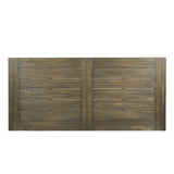 Della Outdoor Acacia Wood Dining Table with Metal Legs, Grey Finish / Rustic Metal