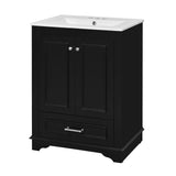 24'' Bathroom Vanity with Ceramic Sink Combo, Modern Freestanding Storage Cabinet  with Silver Handles,  Soft Closing Doors