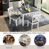 5-Piece Dining Table Set with 4 Chairs, Modern Wood Dining Table Set for 4,  4-Person Dining Table Set for Small Place, Kitchen, Dining Room, Grey & White two tone