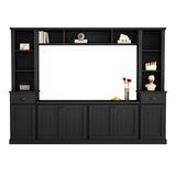 Minimalist Entertainment Wall Unit Set with Bridge for TVs Up to 75'', Ample Storage Space TV Stand with Adjustable Shelves, Modernist Large Media Console for Living Room, Black(NEW SKU: N721S000061B)