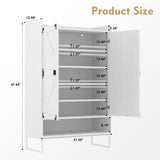 Shoe Cabinet with Doors, 6-Tier Shoe Storage Cabinet with Adjustable Shelves, Wooden Shoes Rack Shoe Storage Organizer for Entryway, Hallway, Closet, Living Room