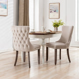 A&A Furniture,Upholstered Wing-Back Dining Chair with Backstitching Nailhead Trim and Solid Wood Legs,Set of 2, Gray,SW8809GY,  KD
