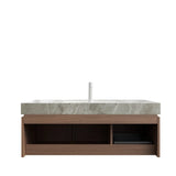 MURI 48" Bathroom Vanity&Sink, Floating Plywood Storage Cabinet with Drawer&Doors, Light Gray Sintered Stone Top&Ceramic Basin with 1 Pre-drilled Faucet Hole, Pre-assembled, Brown Oak Woodgrain Color