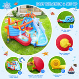 9 in1 Inflatable Slide Water Park Jump Area Dual Slides Climbing Wall  Anchor Ring Toss Basketball Hoop Dual Water Guns Shallow and Bathing Poolsfor Kids