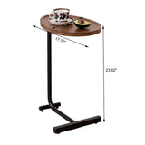 Brown C-shaped Side Table, Small Sofa Table for Living room