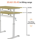 Adjustable study desk suitable for children and adults, height-adjustable, multifunctional home office desk, compact design, desktop dimensions: 60cm × 80cm, white frame with natural wood-colored tabl