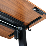 Electric Standing Desk, Adjustable Height Stand up Desk, 24x48 Inches Sit Stand Home Office Desk, Frame/Mahogany Top,Dark Walnut