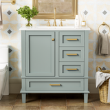 30" Bathroom Vanity , Modern Bathroom Cabinet with Sink Combo Set, Bathroom Storage Cabinet with a Soft Closing Door and 3 Drawers, Solid Wood Frame(Black)