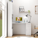 L-Shaped Corner Computer Desk  for Home Office or Study desk, Study Modern Style Table with Drawers, Bookshelf & Hutch, 2-in-1 L-Shaped Design, Large Working Space,white
