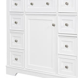 36" Bathroom Vanity with Sink Combo, One Cabinet and Six Drawers, Solid Wood and MDF Board, White
