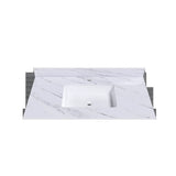 43 Inch Marble Vanity Top, White Vanity Top with 1 Pre-drilled Faucet Holes, Bathroom Vanity Top with Undermount Rectangular Middle Sink and 4" Height Backsplash,  Bianco Carrara Venato