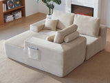 104" Cloud Sectional Sofa with L-Shape Chaise and Side Pockets , Modern Modular Design, with side pockets, Upholstered Couch for Living Room/Bedroom, No Assembly Required (Plush Fabric),Beige, Right