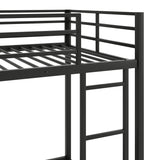 Twin over Twin Metal Bunk Bed, Low Bunk Bed with Ladder, Black(OLD SKU:WF282465AAB)