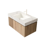 36" MURI White Oak Woodgrain Plywood Cabinet with Double Doors and One Drawer, NO Basin and Top, NO Faucet and Sink Cover